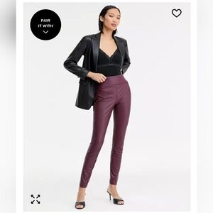 BAR III WOMEN'S MERLOT FAUX LEATHER LEGGINGS SIZE XS NWT